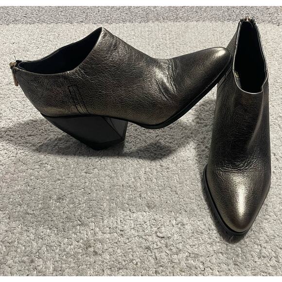 Franco Sarto Kieran Ankle Boots Womens 8.5 M EU 38.5 Leather Metallic MSRP$90 - Picture 1 of 11